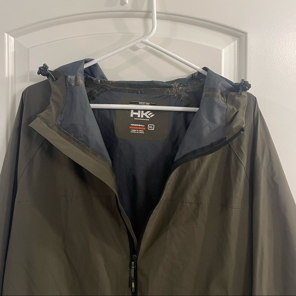 Hawke & Co. Men's Seam Sealed Hooded Water Resistant Rain Jacket Olive green XL - Picture 4 of 9